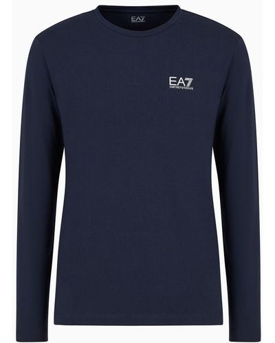 EA7 Long-sleeved Cotton Core Identity T-shirt - Blue