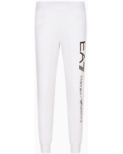 EA7 Pantaloni Joggers Logo Series In Cotone - Bianco
