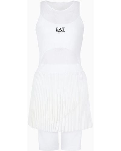 EA7 Tennis Pro Dress In Ventus7 Technical Fabric - White