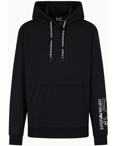 EA7 Unisex Core Identity Organic-cotton Hooded Sweatshirt - Black