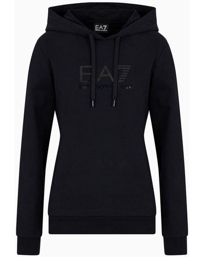 EA7 Shiny Sweatshirt Mit Kapuze Aus Baumwolle Mit Stretchanteil - Schwarz