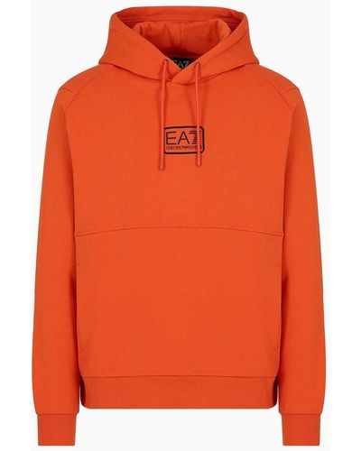 EA7 Core Identity Cotton-blend Hooded Sweatshirt - Orange