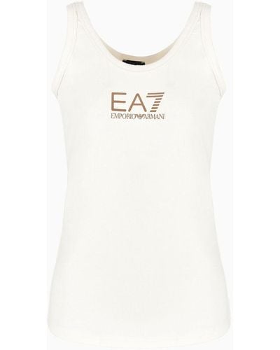 EA7 Shiny Stretch-cotton Top - White
