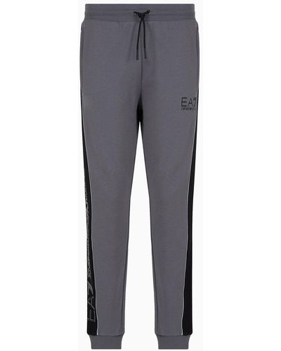 EA7 Athletic Colour Block Cotton-blend Joggers - Grey