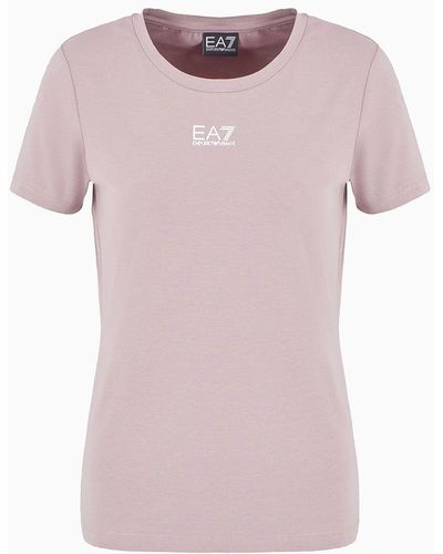 EA7 Logo Series T-shirt Aus Einem Baumwoll-modalstretch-mischgewebe - Pink