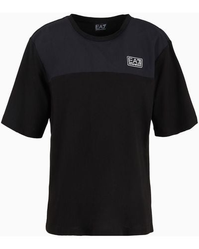 EA7 Contemporary Sport T-shirt Mit Rundhalsausschnitt Aus Baumwolle - Schwarz