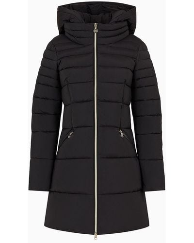 EA7 Winter Jackets Hooded Pea Coat With Calidum7 Padding Asv - Black