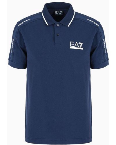 EA7 Tennis Club Poloshirt Aus Baumwollstretch-jersey - Blau