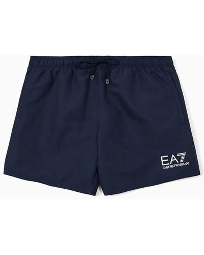 EA7 Swim Trunks With Logo - Blue