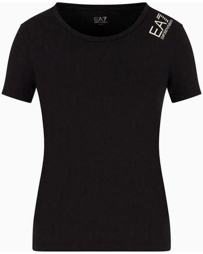 EA7 Core Lady Stretch-cotton T-shirt - Black