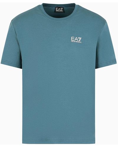 EA7 T-shirt Girocollo Logo Series Unisex In Cotone - Blu