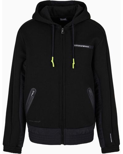 EA7 Athletic Mix Sweatshirt Mit Kapuze, Gefertigt Aus Baumwoll-mischung - Schwarz