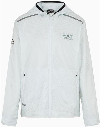 EA7 Dynamic Athlete Hooded Jacket In Ventus7 Technical Fabric - White