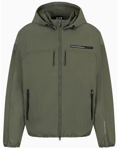 EA7 Nylon Athletic Mix Hooded Jacket - Green