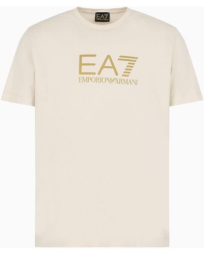 EA7 Gold Label Pima-cotton Crew-neck T-shirt - Natural