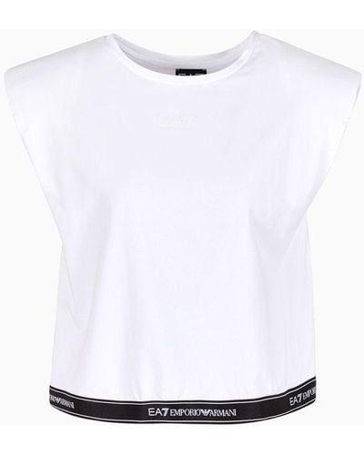 EA7 Logo Series Boxy T-shirt In An Asv Organic-cotton Blend - Gray