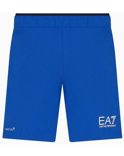 EA7 Tennis Pro Bermuda Shorts In Ventus7 Technical Fabric - Blue
