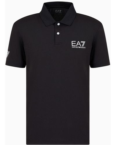 EA7 Tennis Pro Poloshirt Aus Funktionsgewebe - Schwarz