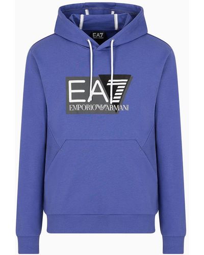 EA7 Cotton Hooded Visibility Sweatshirt - Blue