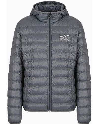 Emporio Armani Core Identity Packbare Daunenjacke Mit Kapuze - Grau