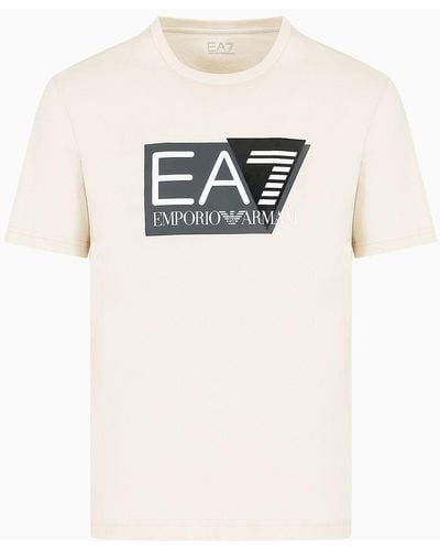 EA7 Visibility T-shirt Aus Baumwollstretch-jersey Mit Kurzen Ärmeln - Weiß