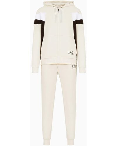 EA7 Asv Recycled Cotton-blend Summer Block Tracksuit - White
