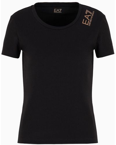 EA7 Core Lady Stretch-cotton Short-sleeved T-shirt - Black