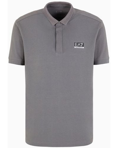 EA7 Dynamic Athlete Polo Shirt In Natural Ventus7 Technical Fabric - Grey