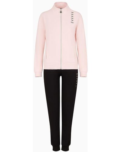 EA7 Asv Organic Cotton-blend Tracksuit With Rhinestone Eagle Logo - Pink