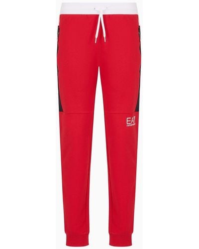 EA7 Asv Recycled Cotton-blend Summer Block Sweatpants - Red