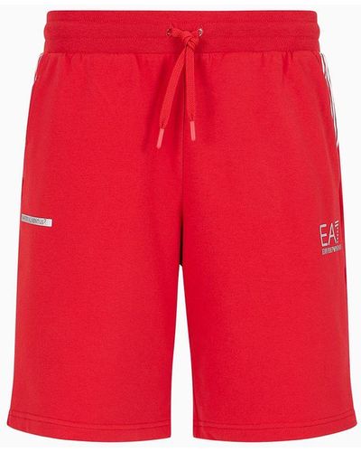 EA7 Asv 7 Lines Cotton-blend Shorts - Red