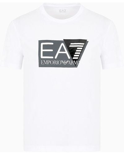 EA7 Visibility Stretch-cotton Jersey, Short-sleeved T-shirt - White
