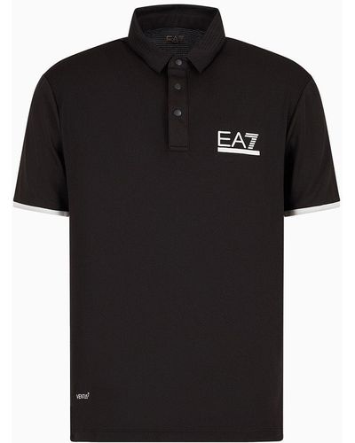 EA7 Golf Pro Polo Shirt In Ventus7 Technical Fabric - Black