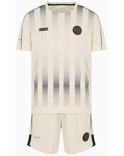 EA7 Set T-shirt E Shorts Soccer In Tessuto Tecnico Ventus7 - Neutro