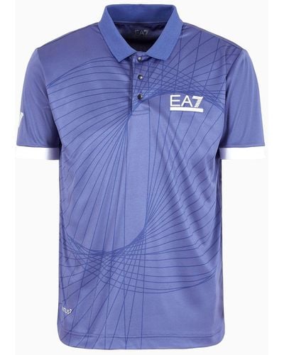 EA7 Tennis Pro Polo Shirt In Ventus7 Technical Fabric - Blue