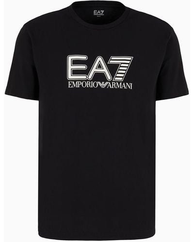 EA7 Visibility Stretch-cotton, Short-sleeved Crew-neck T-shirt - Black