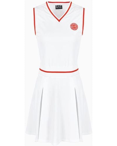 EA7 Sporting Club Stretch-piqué Dress - White
