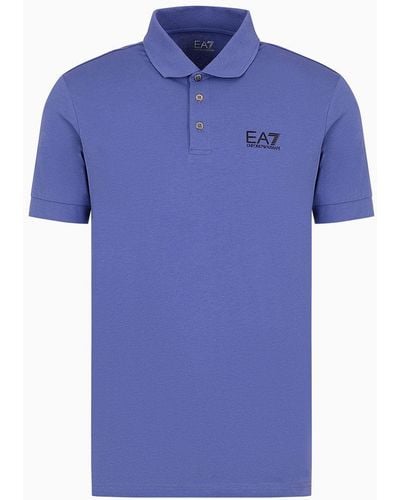 EA7 Core Identity Poloshirt Aus Baumwollstretch - Blau