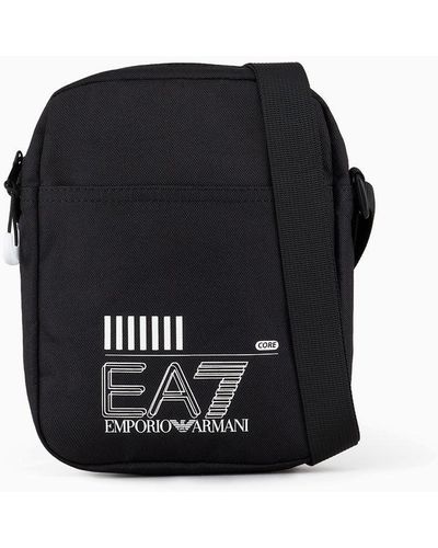EA7 Small Asv Recycled-fabric Train Core Shoulder Bag - Black