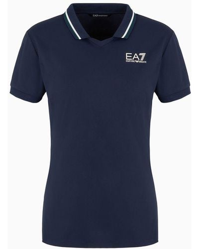 EA7 Golf Pro Short-sleeved Polo Shirt In Ventus7 Technical Fabric - Blue