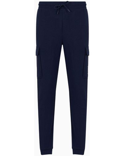 EA7 Core Identity Cotton-blend Cargo Trousers - Blue