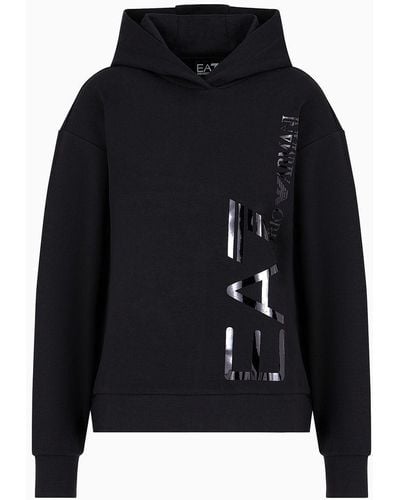 EA7 Logo Series Hooded Sweatshirt In Asv Organic Cotton - Black