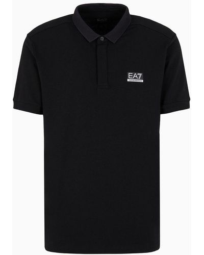 EA7 Dynamic Athlete Polo Shirt In Natural Ventus7 Technical Fabric - Black