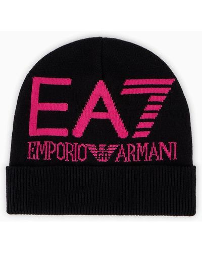 EA7 Beanie With Oversized Logo - Red