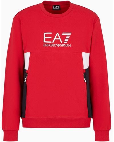 EA7 Summer Block Sweatshirt Mit Rundhalsausschnitt Aus Recycelter Baumwollmischung - Rot
