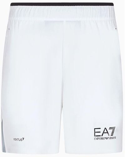 EA7 Tennis Pro Board Shorts In Ventus7 Technical Fabric - White