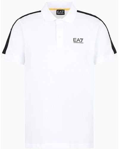EA7 Logo Series Cotton Polo Shirt - White