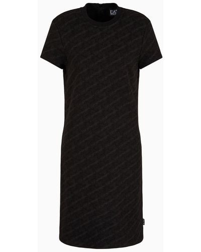 EA7 Graphic Series Short Dress In Asv Organic Cotton - Black