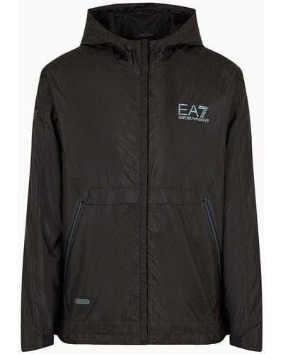 EA7 Dynamic Athlete Hooded Jacket In Ventus7 Technical Fabric - Black