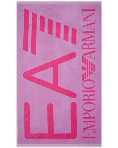 EA7 Beach Towel With Oversized Logo - Pink